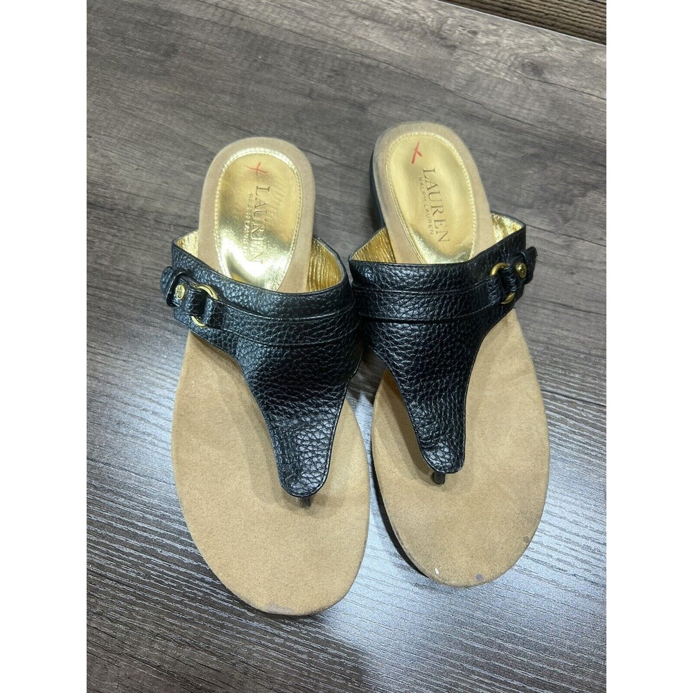 Lauren Ralph Lauren Womens KRYSTA Black Strappy Wedge Sandals Size 8B